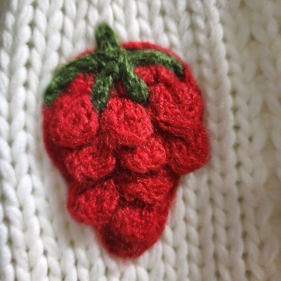 Strawberry Pattern Button Down Knit Cardigan - Picture 3 of 5